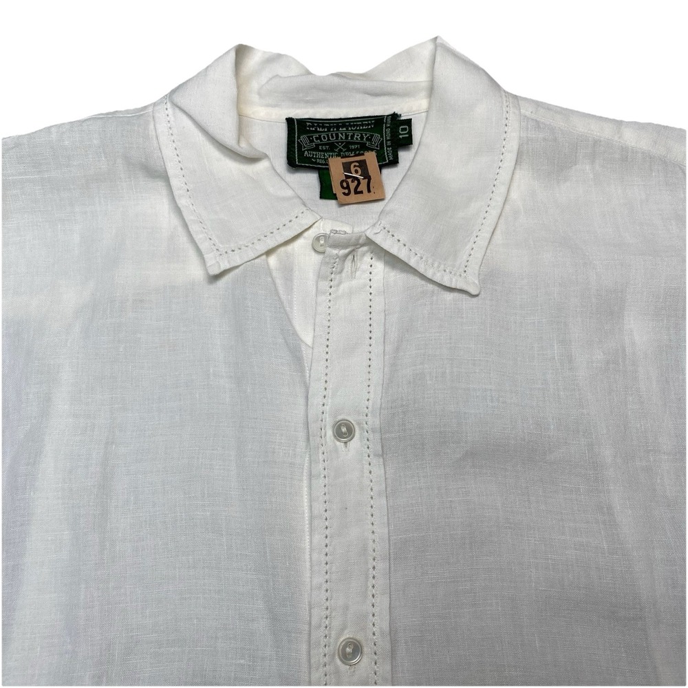 90s Ralph Lauren Country S/S Linen Shirt 10 Button Up Coastal Chic Minimal Beach
